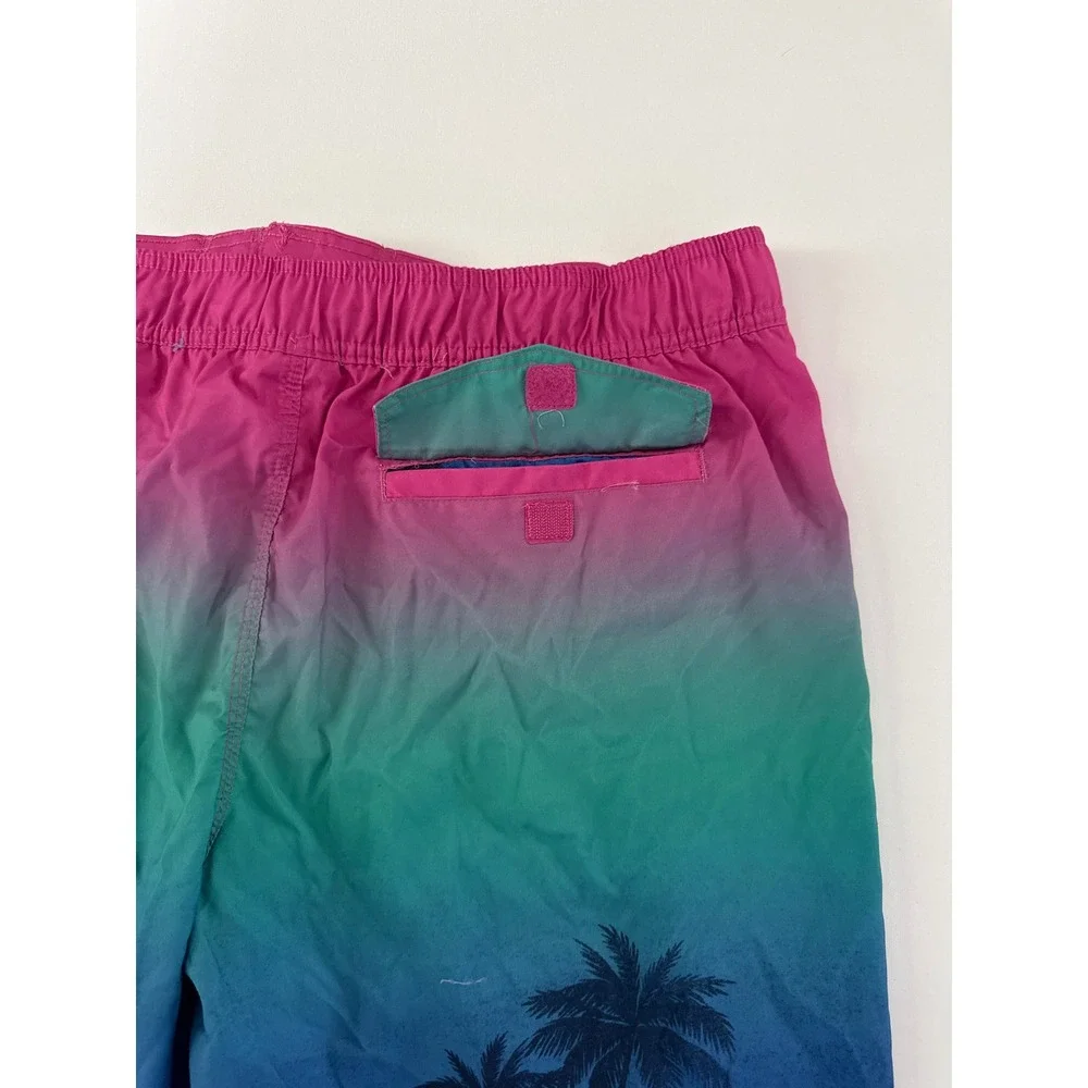 Corona Extra Mens Ombre Tropical Palm Tree Swim Trunks Pink Blue Large TA001